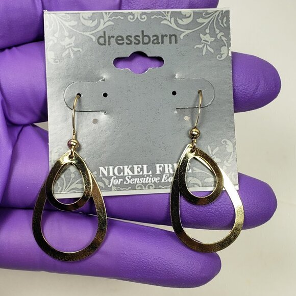 2/$30 Gold tone Double Hoop Teardrop Design 1.75" Earrings - Women  Jewelry - Picture 4 of 7